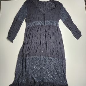 Boohoo Plus Size 18 Black Lace Maxi Dress Layering Boho Goth Witchy Festival